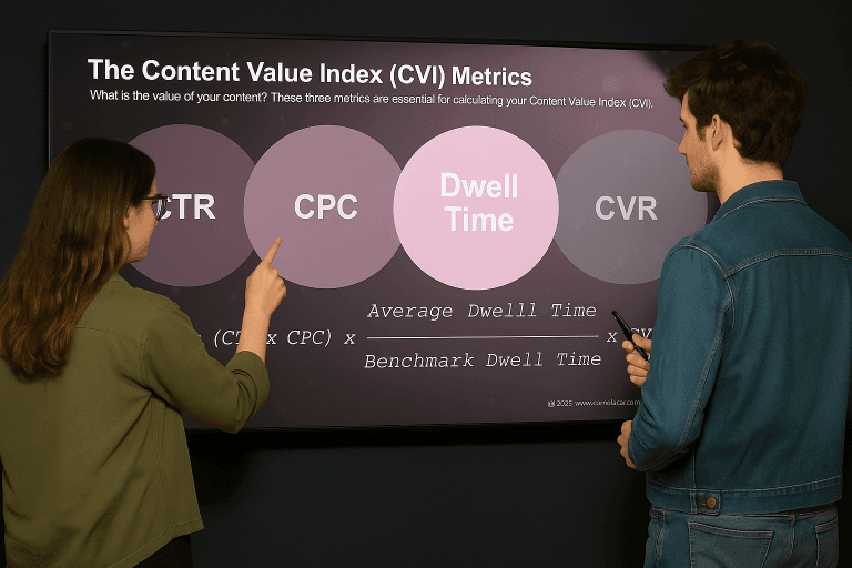 What is the value of your content? These three metrics, CPC, CTR and Dwell Time, are essential for calculating your Content Value Index (CVI).